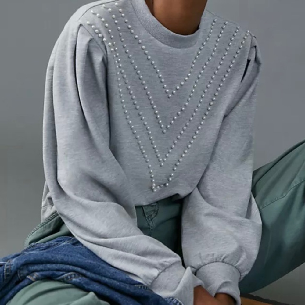 Anthropologie Brianna Embellished Sweatshirt - Like New